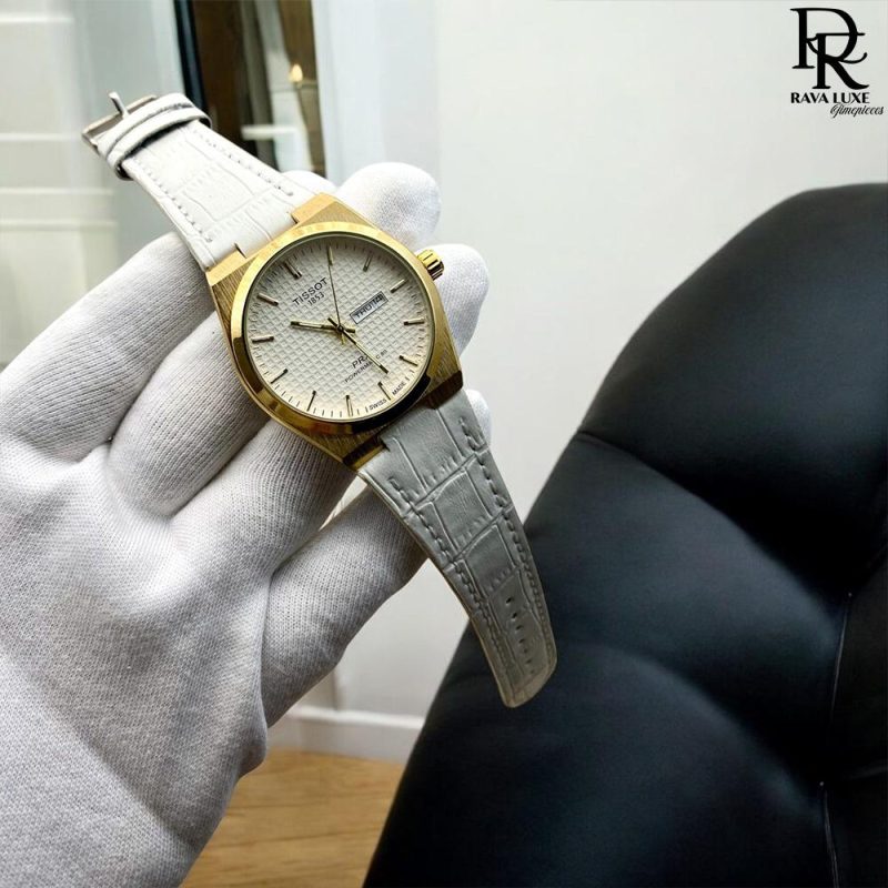 TISSOT PRX - Leather Strap Day & Date Watch for Men