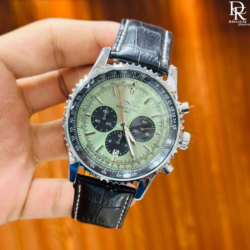 Breitling Chronograph Quartz Watch – Leather Strap Edition