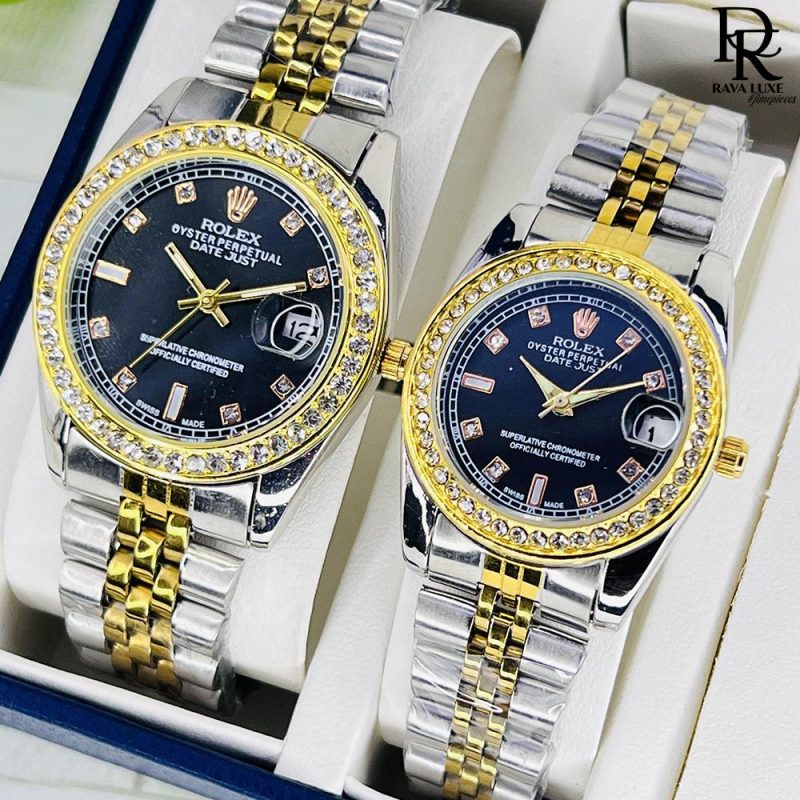 ROLEX Pair - Couple Chain Stone Case Watch