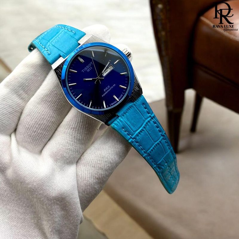 TISSOT PRX - Leather Strap Day & Date Watch for Men
