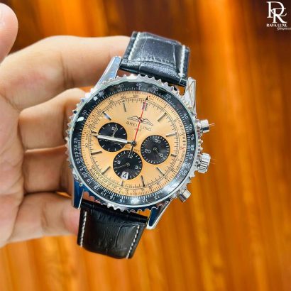 Breitling Chronograph Quartz Watch – Leather Strap Edition