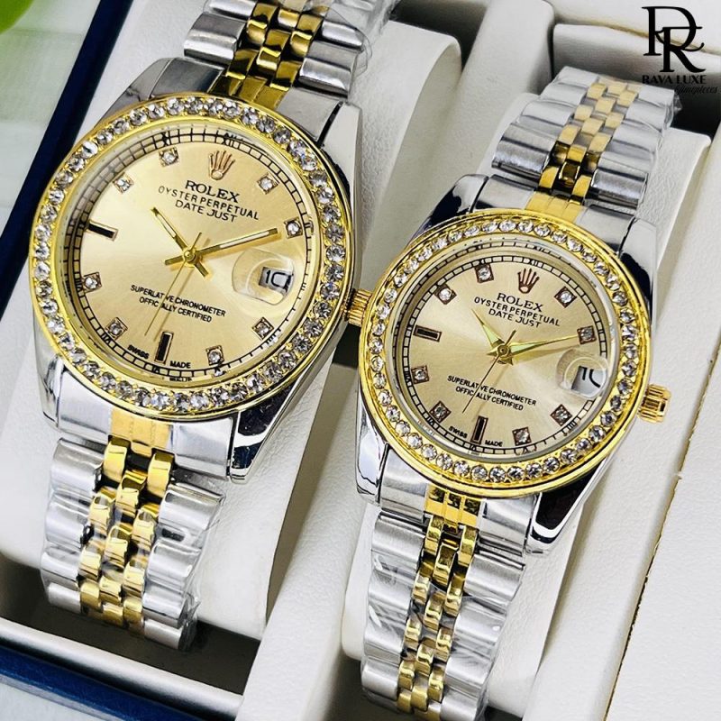 ROLEX Pair - Couple Chain Stone Case Watch