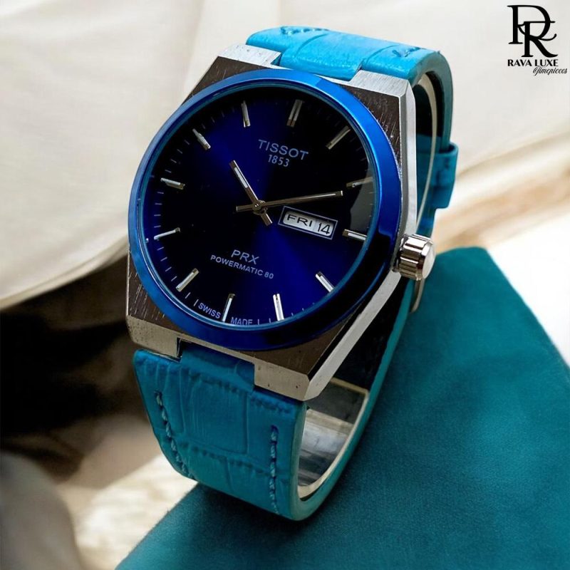 TISSOT PRX - Leather Strap Day & Date Watch for Men