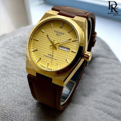 TISSOT PRX - Leather Strap Day & Date Watch for Men