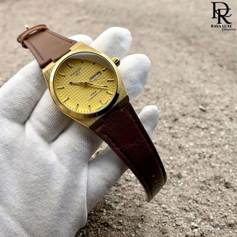 TISSOT PRX - Leather Strap Day & Date Watch for Men