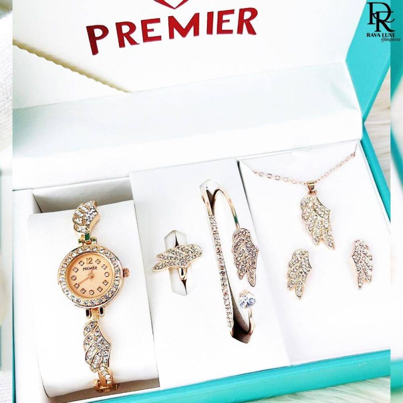 Premier Jewelry Set – Watch + Bracelet + Ring + Locket (With Box)