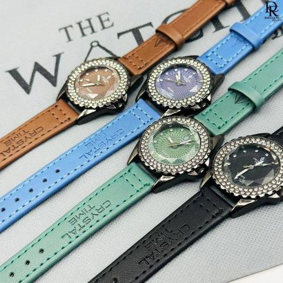 Crystal Time Ladies Watch | Stone Case | Elegant & Stylish