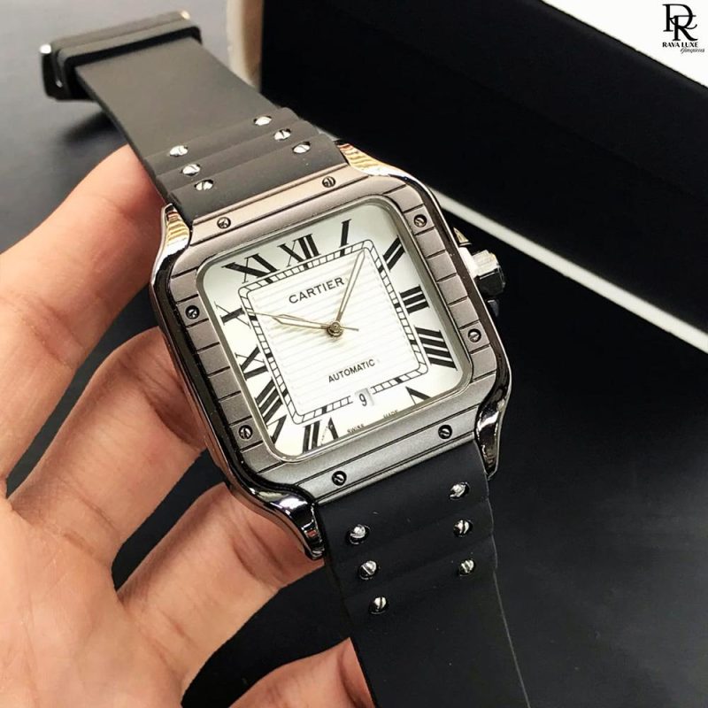 CARTIER Santos Men's Watch | Quartz | Leather Strap | Date Function