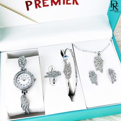 Premier Jewelry Set – Watch + Bracelet + Ring + Locket (With Box)