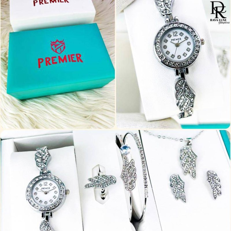 Premier Jewelry Set – Watch + Bracelet + Ring + Locket (With Box)
