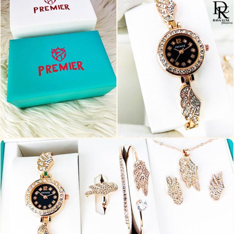 Premier Jewelry Set – Watch + Bracelet + Ring + Locket (With Box)
