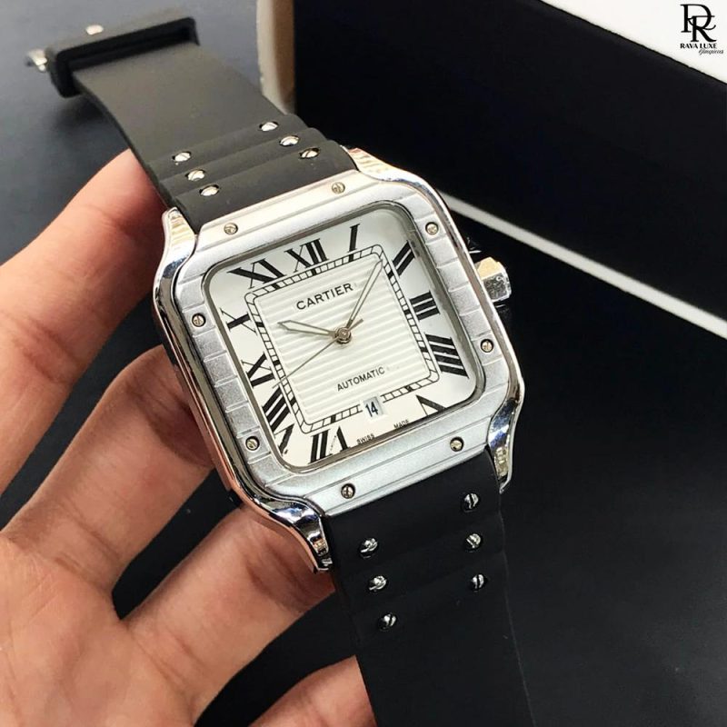 CARTIER Santos Men's Watch | Quartz | Leather Strap | Date Function
