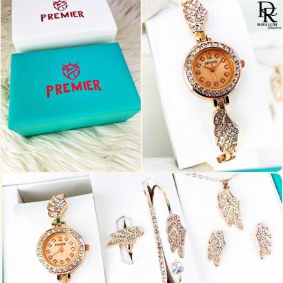 Premier Jewelry Set – Watch + Bracelet + Ring + Locket (With Box)