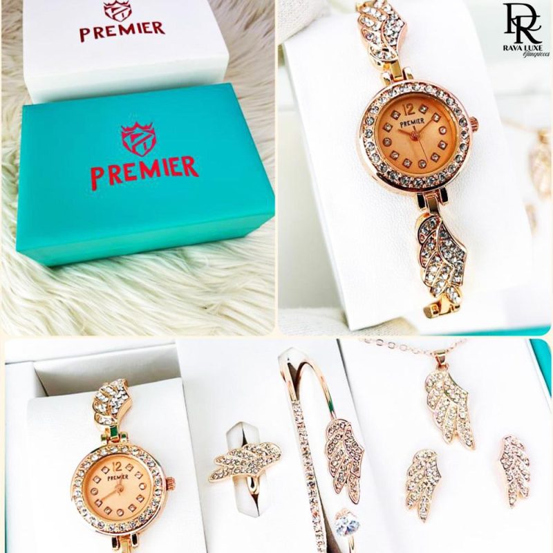 Premier Jewelry Set – Watch + Bracelet + Ring + Locket (With Box)