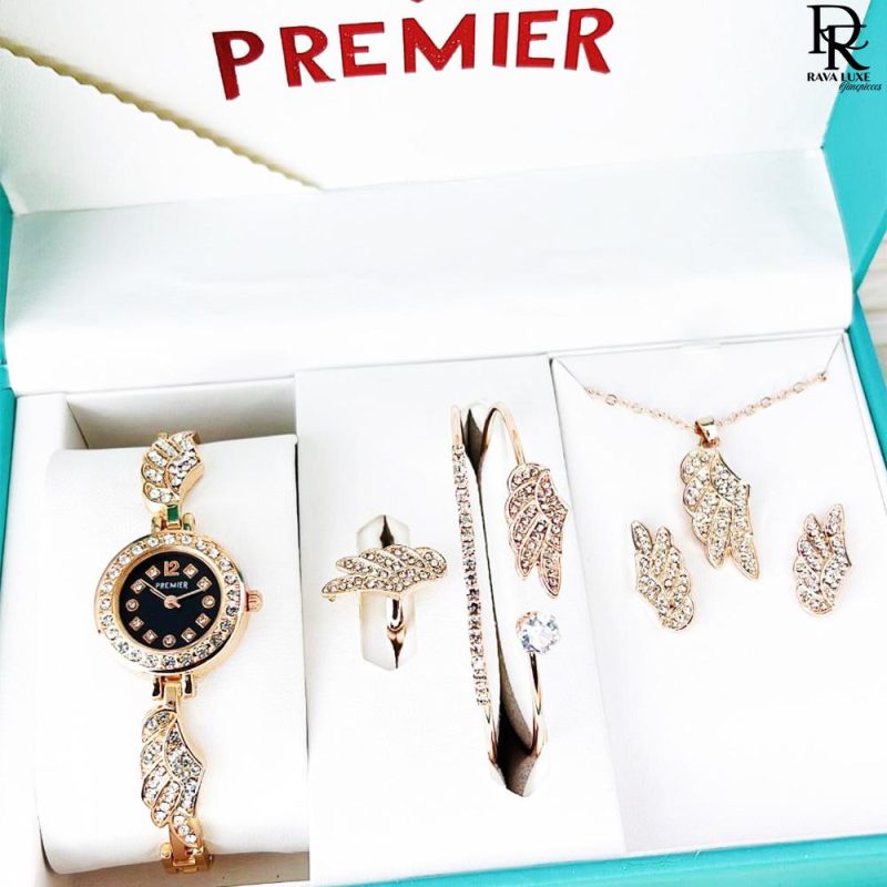Premier Jewelry Set – Watch + Bracelet + Ring + Locket (With Box)