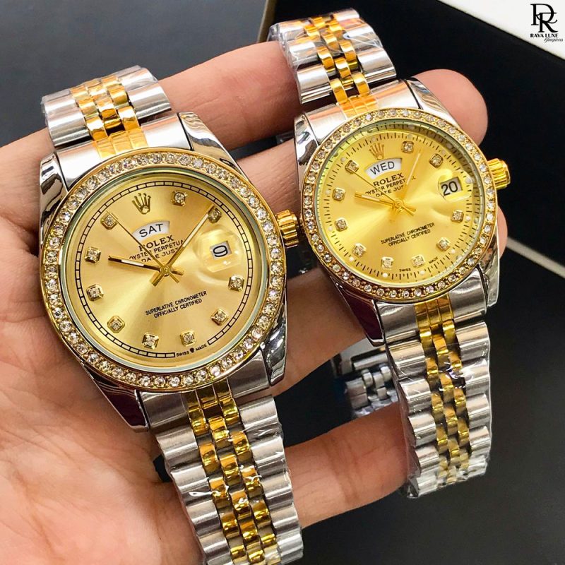 ROLEX Pair Watch – Stone Model (Day & Date)