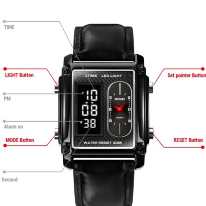 SKMEI Original Watch – Digital & Analogue Multifunction