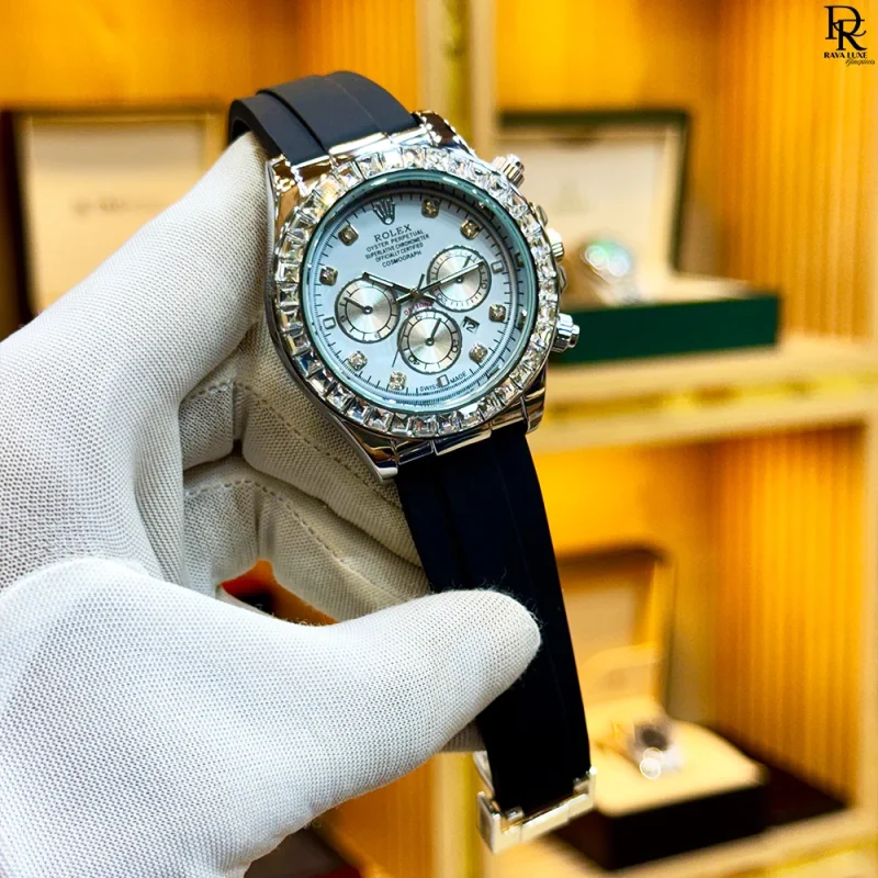 Rolex Second Copy – Stone Bezel with Rubber Strap