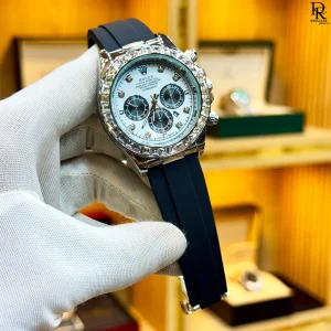Rolex Second Copy – Stone Bezel with Rubber Strap
