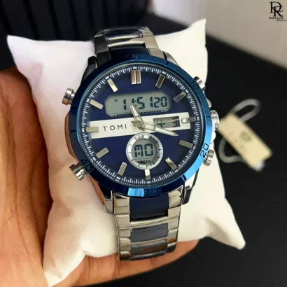 TOMI Dual Time Steel Chain Watch