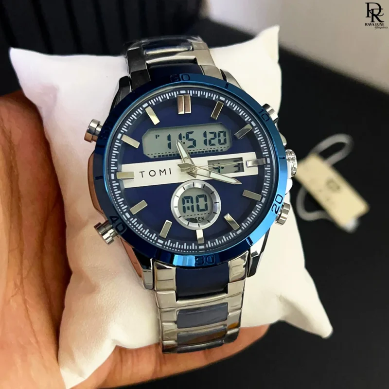 TOMI Dual Time Steel Chain Watch
