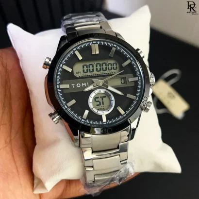TOMI Dual Time Steel Chain Watch