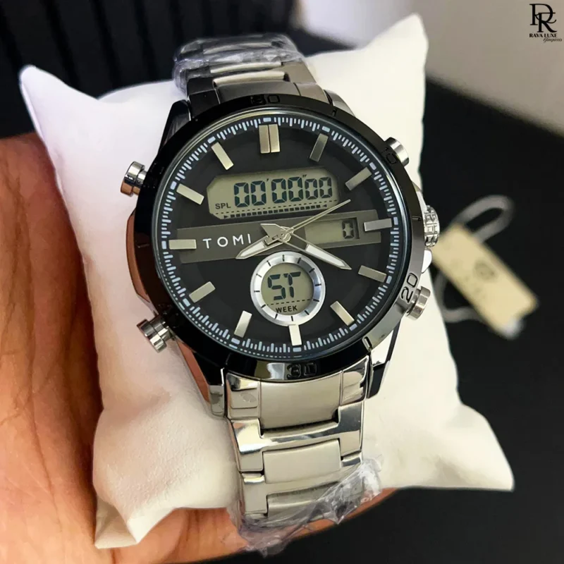 TOMI Dual Time Steel Chain Watch