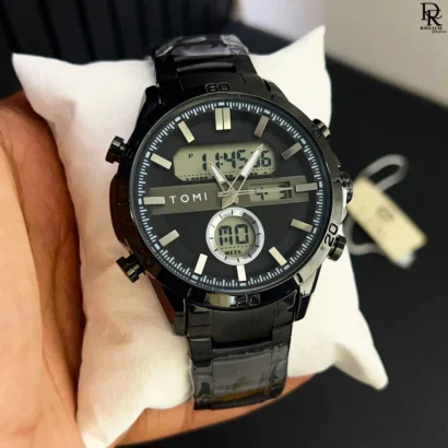TOMI Dual Time Steel Chain Watch