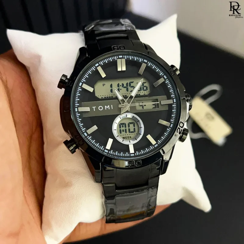 TOMI Dual Time Steel Chain Watch