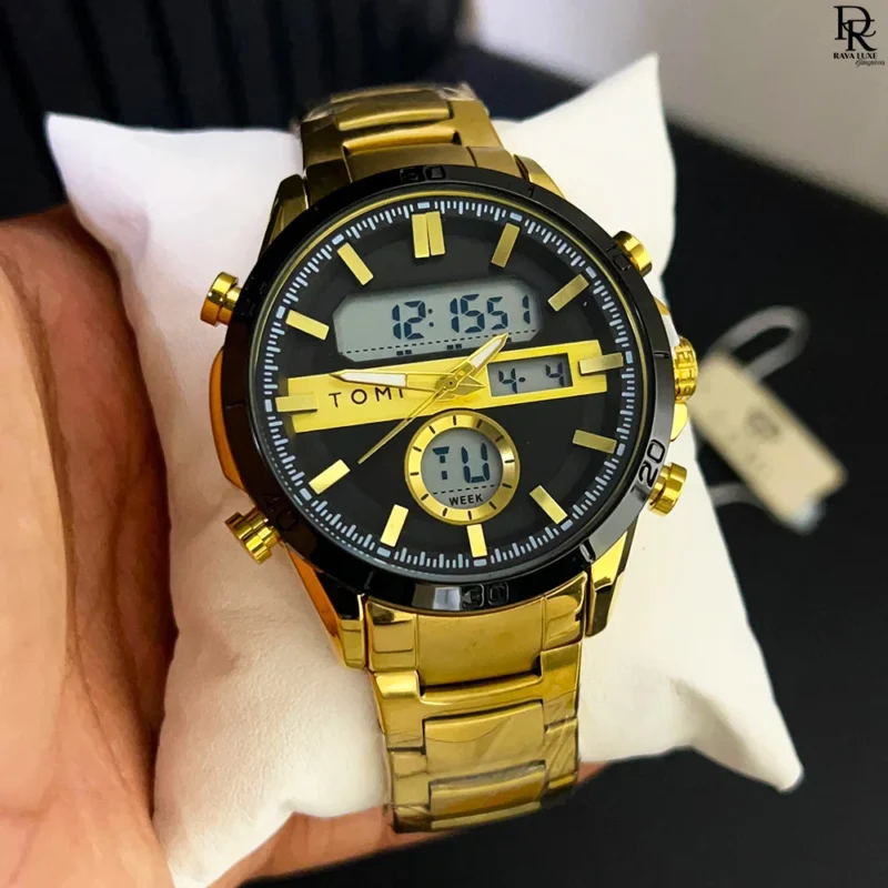 TOMI Dual Time Steel Chain Watch
