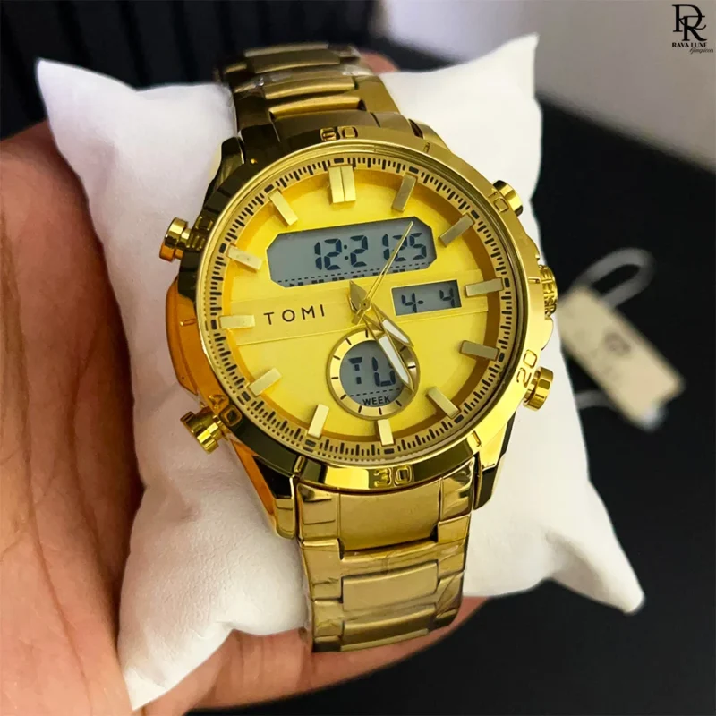 TOMI Dual Time Steel Chain Watch