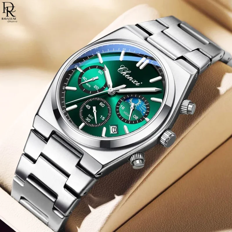 CHENXI Original Men’s Watch ⌚ | Square Design | Chronograph + Moonphase | Premium Steel