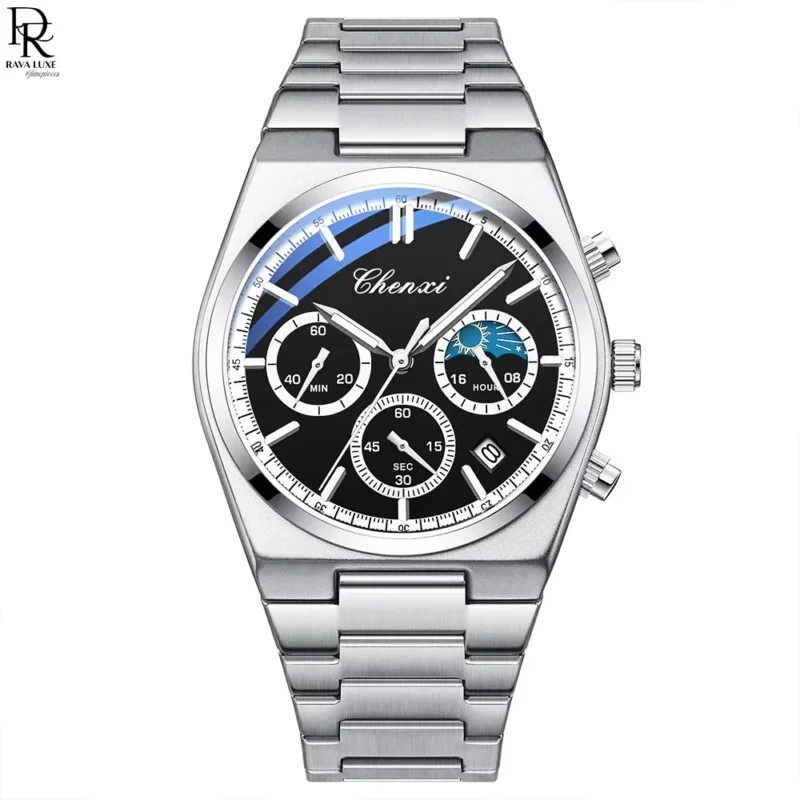 CHENXI Original Men’s Watch ⌚ | Square Design | Chronograph + Moonphase | Premium Steel