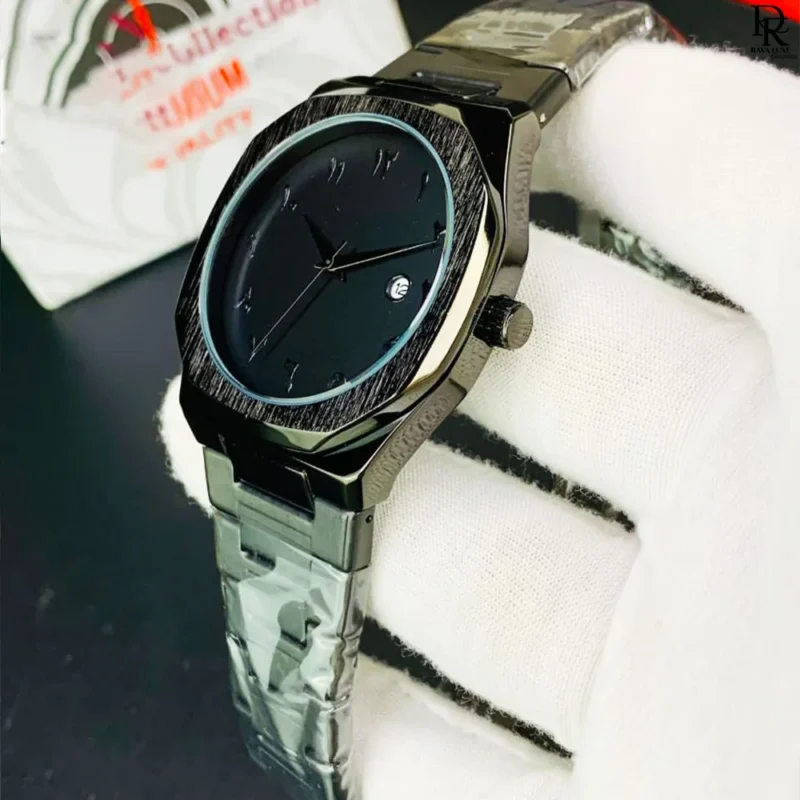 BLACK AURA – Elegant Metallic Watch with Arabic Dial