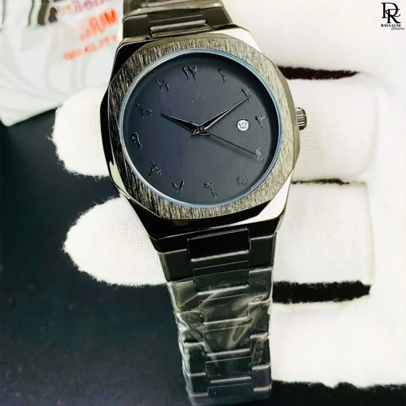 BLACK AURA – Elegant Metallic Watch with Arabic Dial