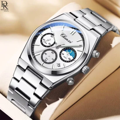 CHENXI Original Men’s Watch ⌚ | Square Design | Chronograph + Moonphase | Premium Steel
