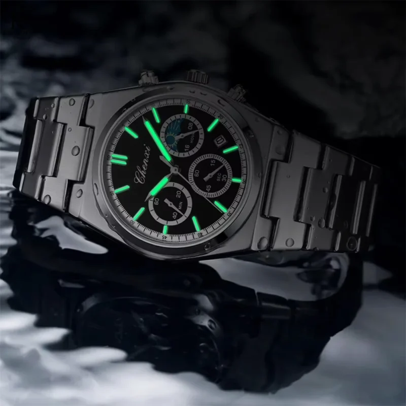 CHENXI Original Men’s Watch ⌚ | Square Design | Chronograph + Moonphase | Premium Steel