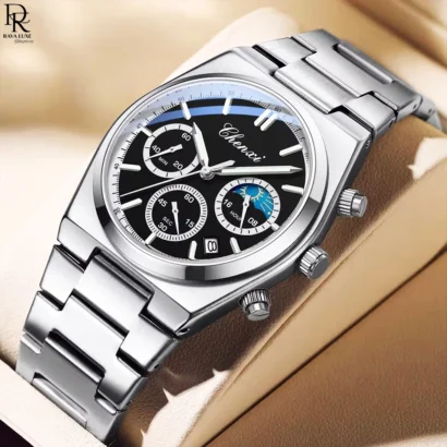 CHENXI Original Men’s Watch ⌚ | Square Design | Chronograph + Moonphase | Premium Steel