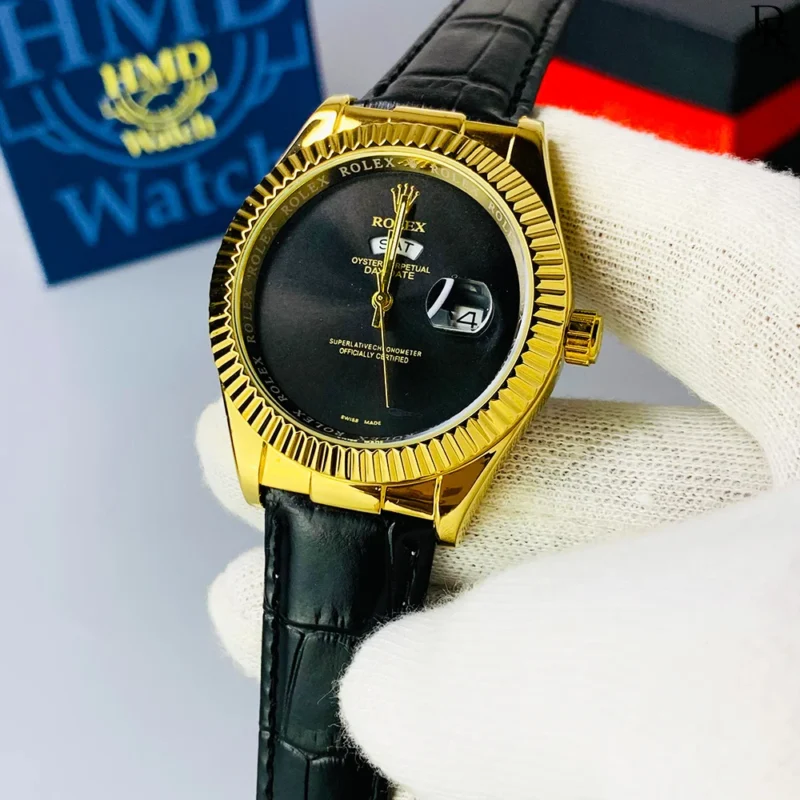 Rolex Arabic Dial – Leather Strap | Date Working | Quartz Movement