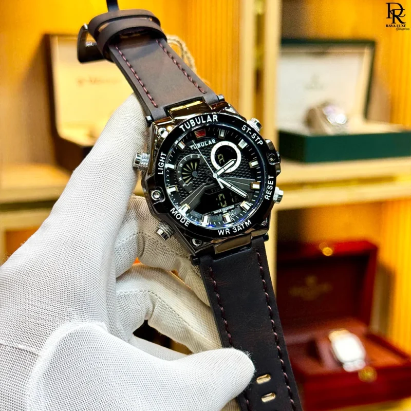 TUBULAR (Original) – Dual Display Leather Strap Watch