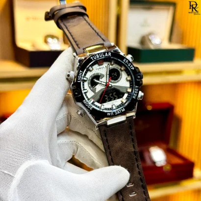 TUBULAR (Original) – Dual Display Leather Strap Watch