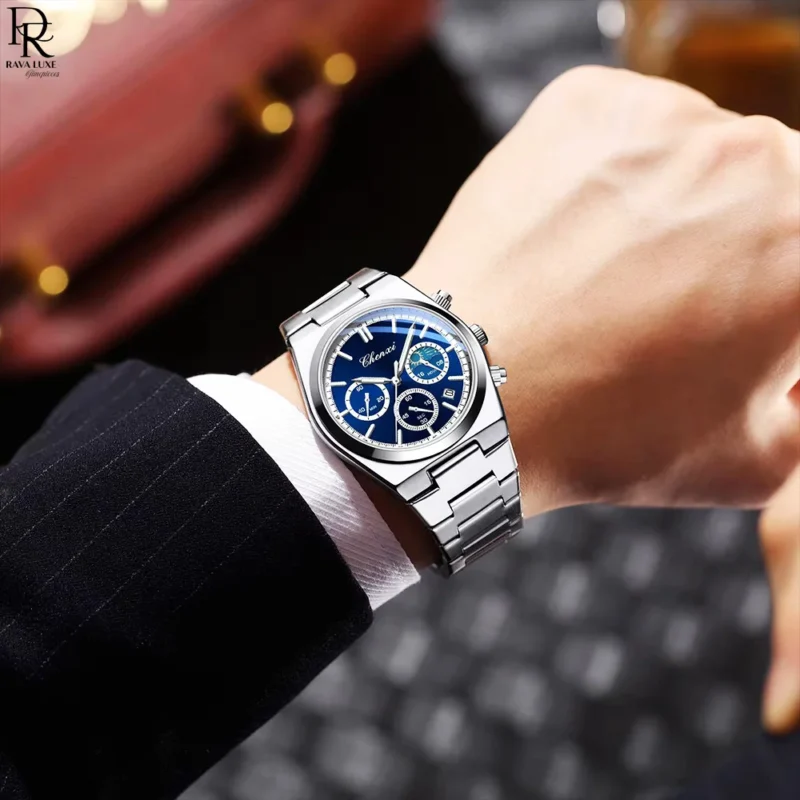 CHENXI Original Men’s Watch ⌚ | Square Design | Chronograph + Moonphase | Premium Steel