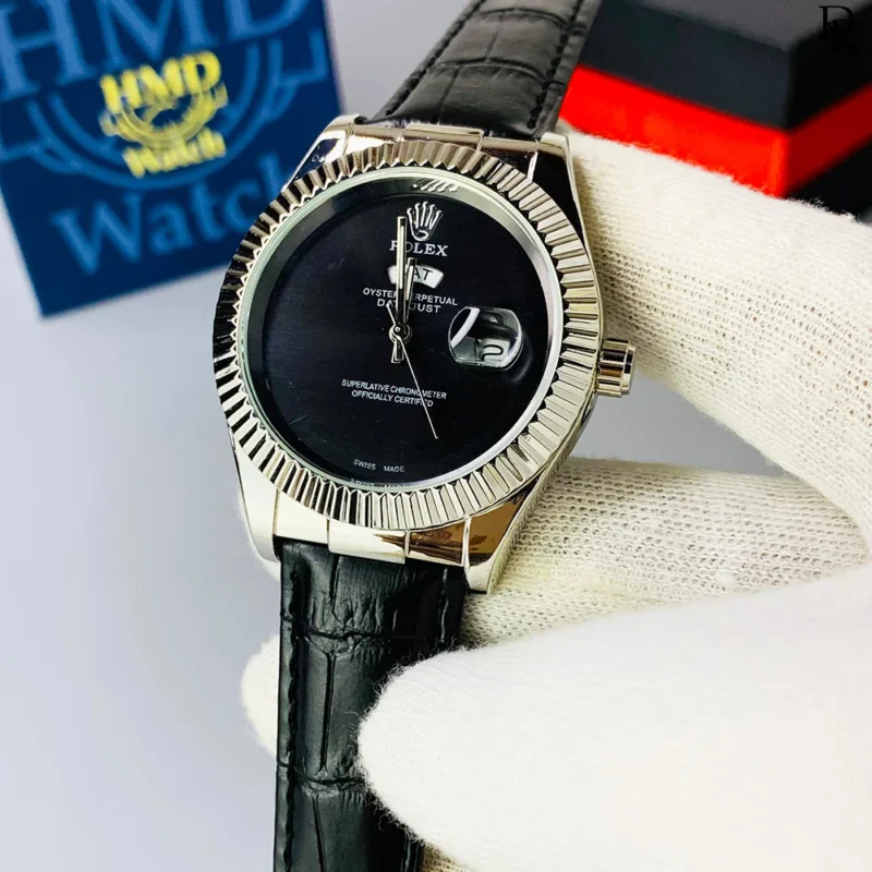 Rolex Arabic Dial – Leather Strap | Date Working | Quartz Movement