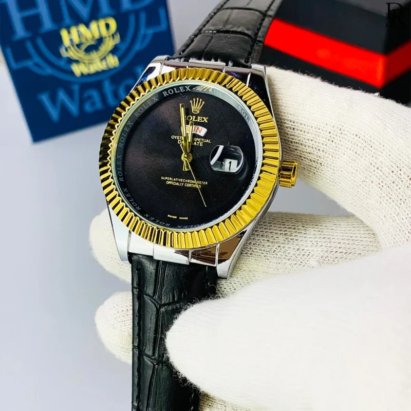 Rolex Arabic Dial – Leather Strap | Date Working | Quartz Movement