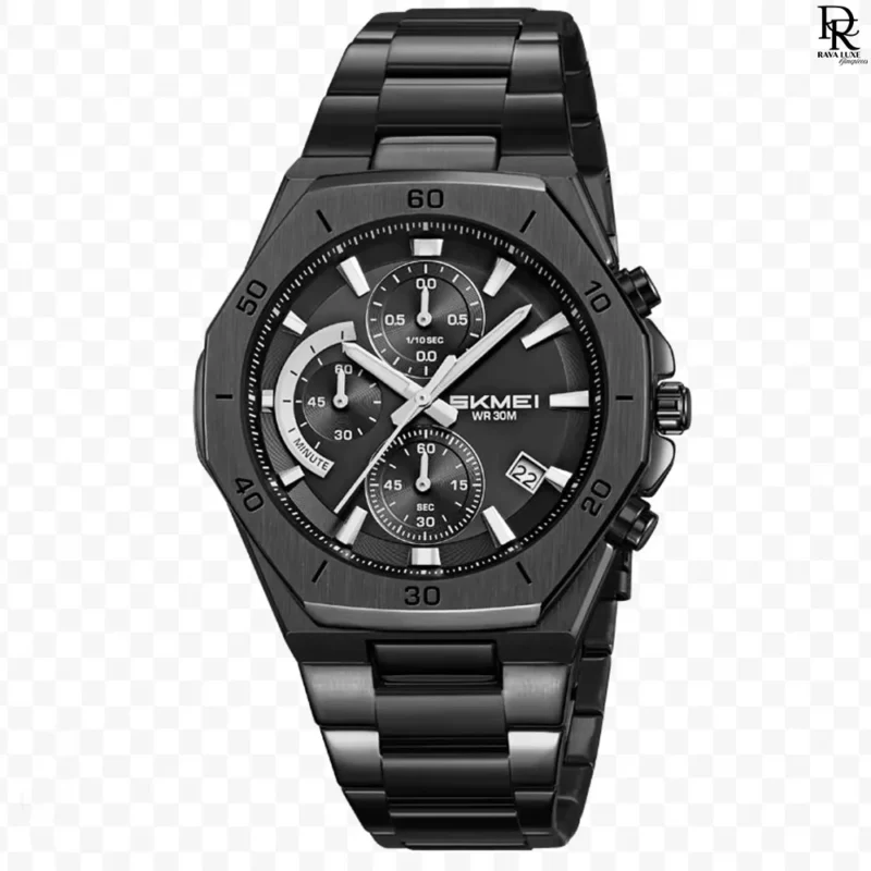 SKMEI Chrono Silver watch, SKMEI chronograph automatic Pakistan, SKMEI stainless steel chain watch, SKMEI luxury men’s watches 2025, SKMEI 3 colour chronograph, SKMEI automatic watch under 5000