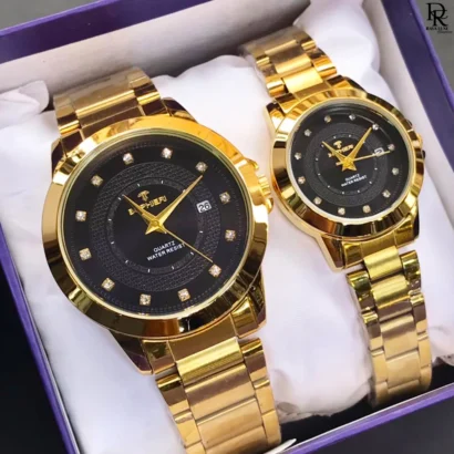 Bophieri original watch, Bophieri pair watches Pakistan, couple watches with stone dial, Bophieri stainless steel watch set, his and her watches 2025, quartz couple watches under 6000, premium pair watches with gift box