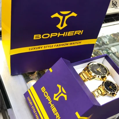 Bophieri original watch, Bophieri pair watches Pakistan, couple watches with stone dial, Bophieri stainless steel watch set, his and her watches 2025, quartz couple watches under 6000, premium pair watches with gift box