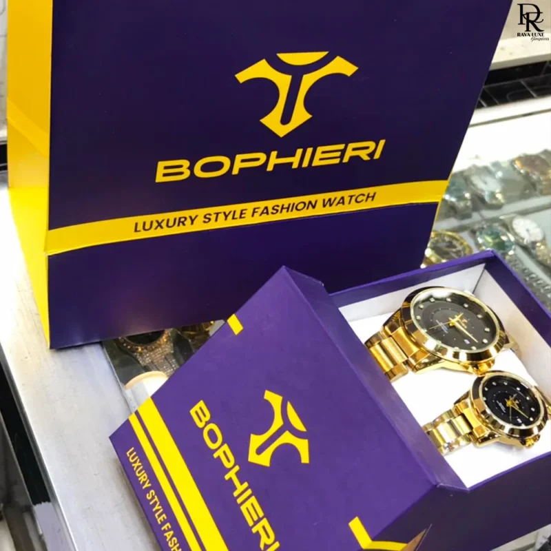 Bophieri original watch, Bophieri pair watches Pakistan, couple watches with stone dial, Bophieri stainless steel watch set, his and her watches 2025, quartz couple watches under 6000, premium pair watches with gift box
