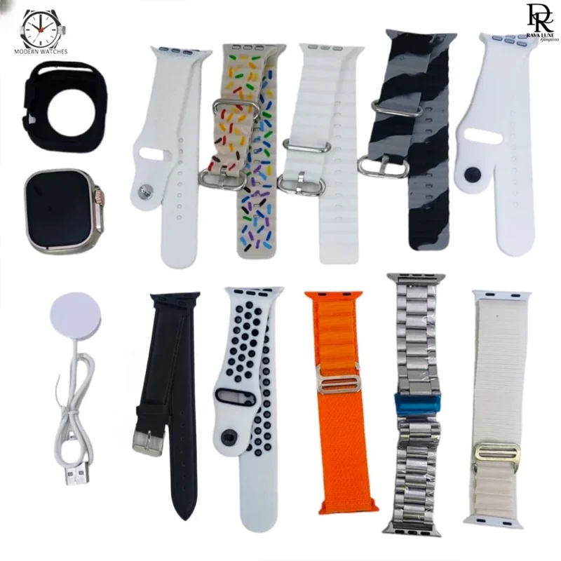 Ultra 10 in 1 smartwatch Pakistan, Ultra Series smart watch with straps, smartwatch with 10 straps 2025, Ultra 8 functions watch price, best smartwatch under 3000 in Pakistan, 49mm Ultra smart watch with wireless charger, multi-strap smartwatch combo
