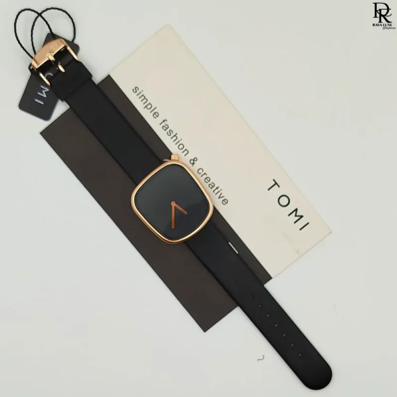 TOMI original unisex watch, TOMI watch price in Pakistan, leather strap TOMI watch, brass case unisex watch, trendy TOMI watch 2025, TOMI brand watch men women, affordable unisex wristwatch
